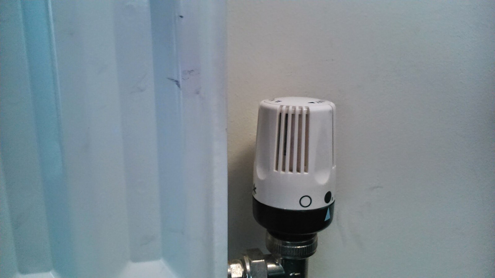 A thermostatic radiator valve on a pipe