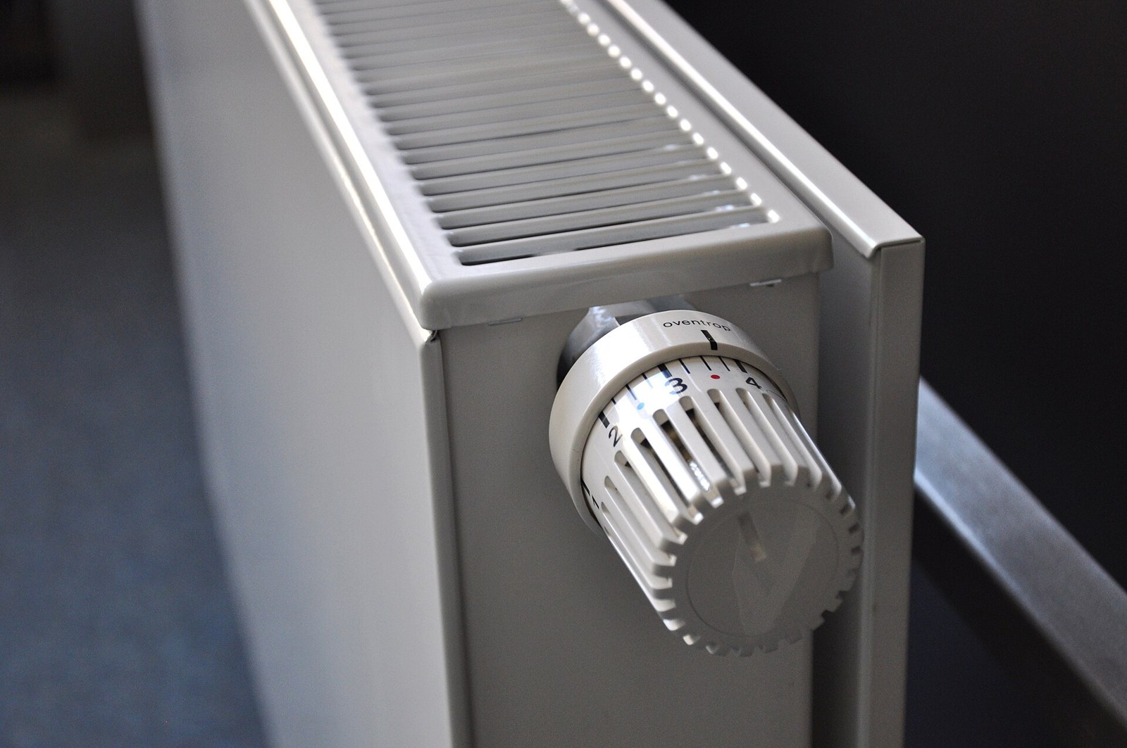 A thermostatic valve head fitted to a panel radiator